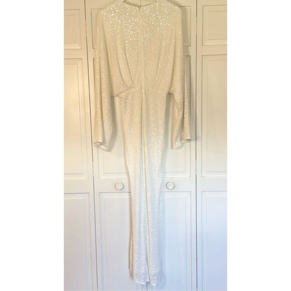 Pretty Lavish UK Alexis white sequin dolman sleeve maxi gown 6 - Picture 11 of 13